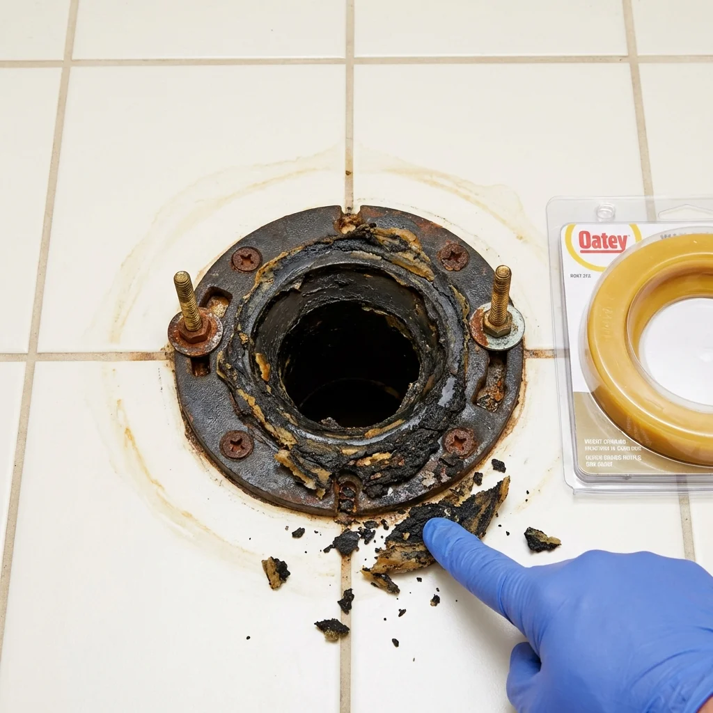 Failed wax ring showing water seepage at the base of a toilet in a Las Vegas, NV home