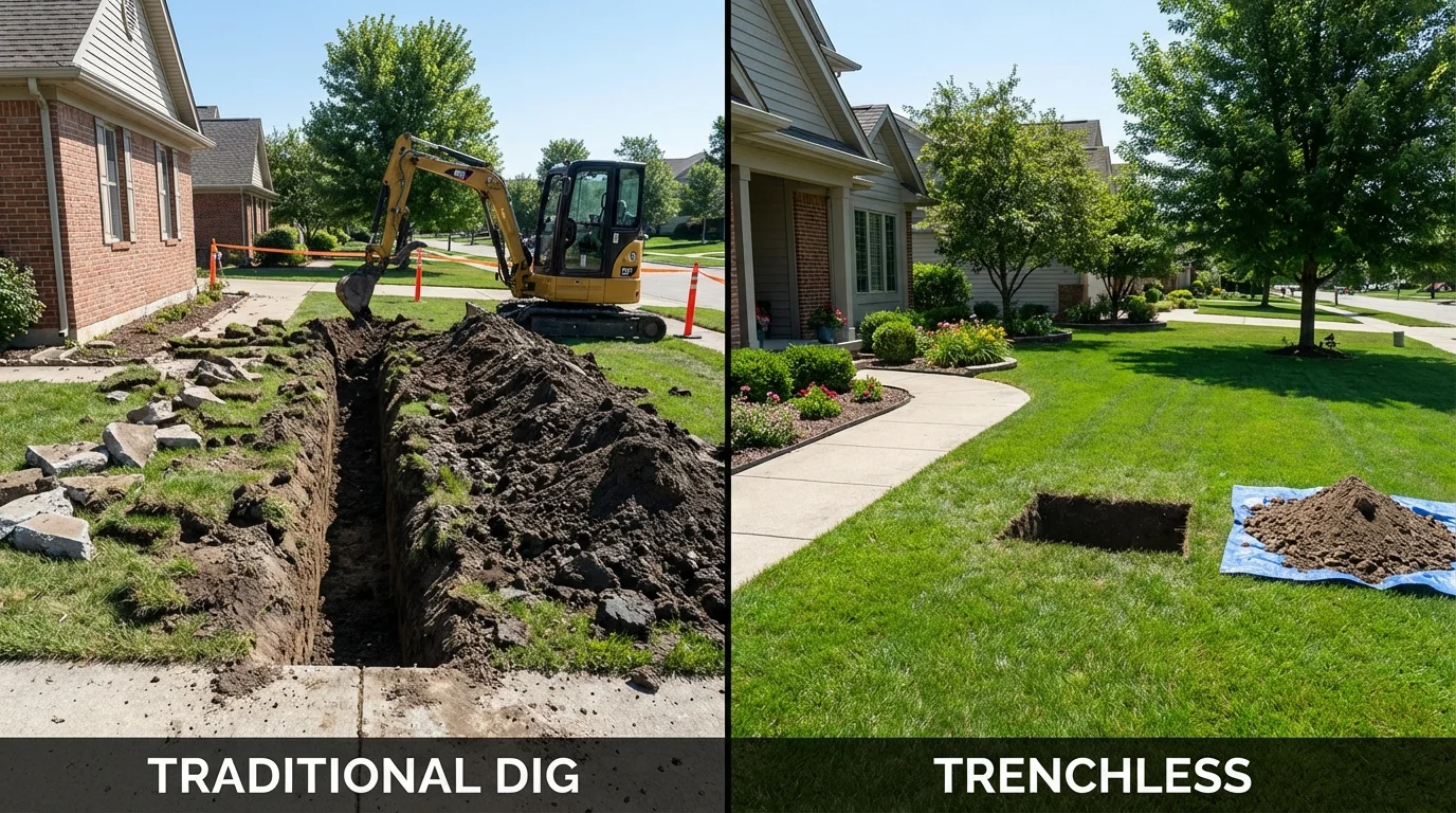 Trenchless sewer repair with minimal yard damage versus traditional excavation in Las Vegas, NV